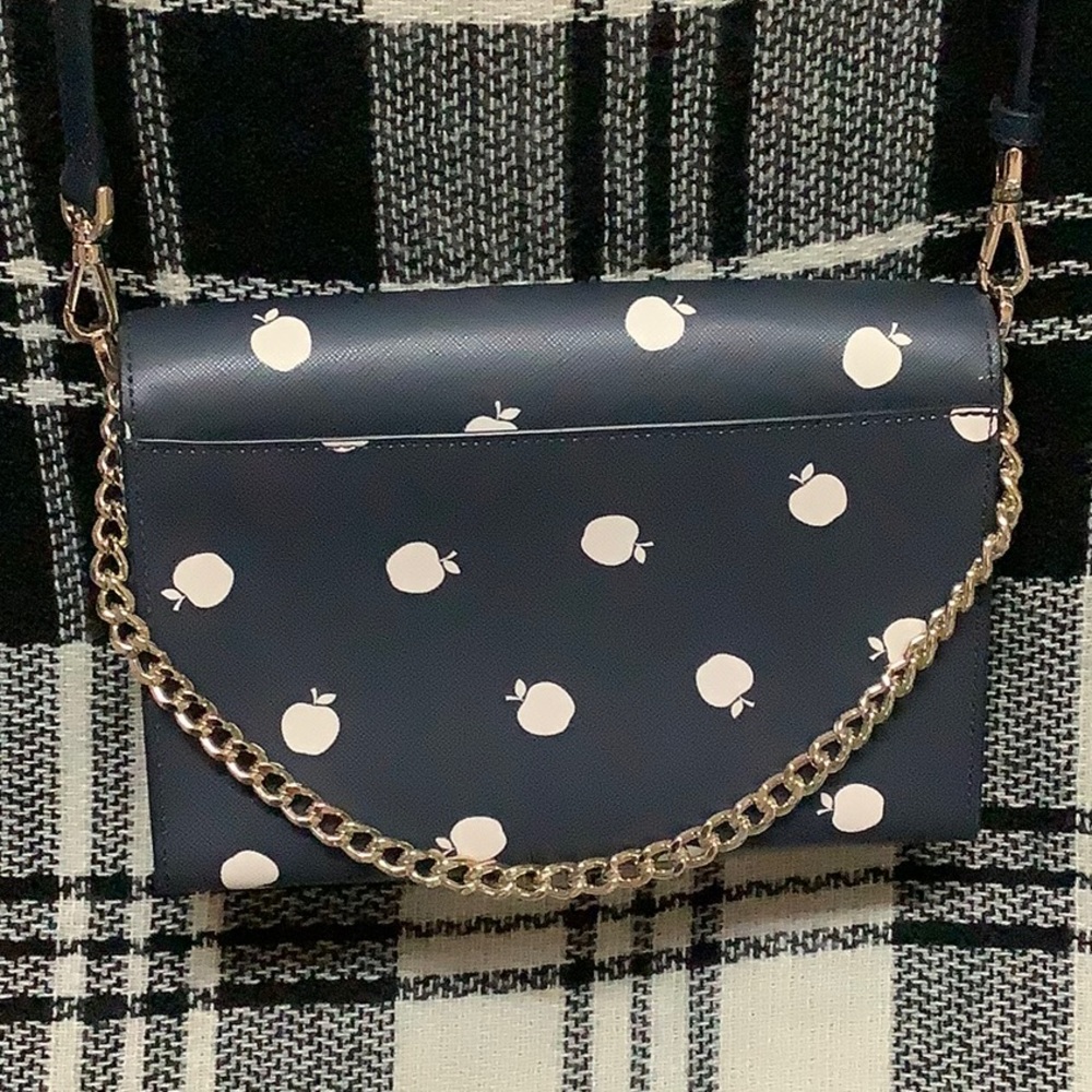Kate spade Carson orchard toss blue apple print purse - Picture 3 of 13